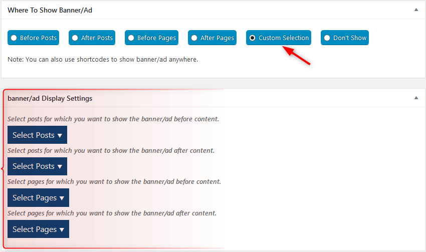 Custom selection WPBanner