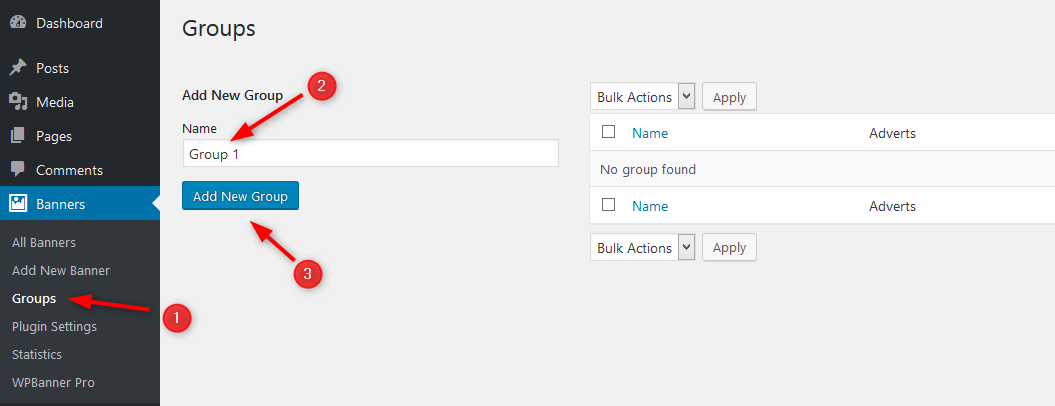 add new group WPBanner
