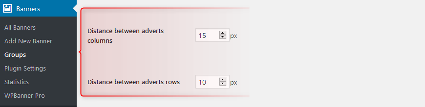 advert distance in group WPBanner