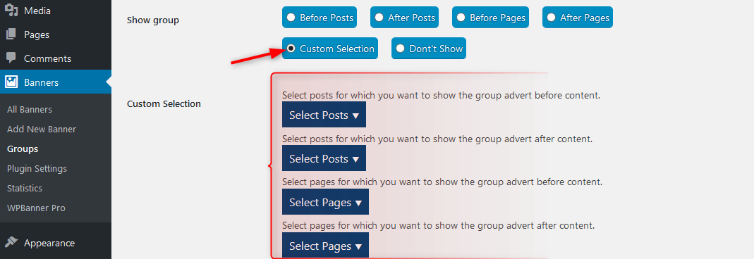 group custom show location WPBanner