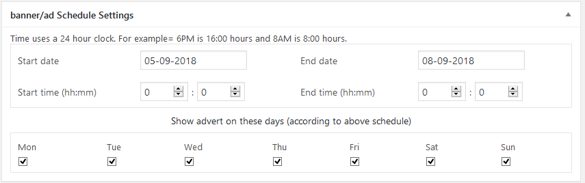 schedule setting WPBanner