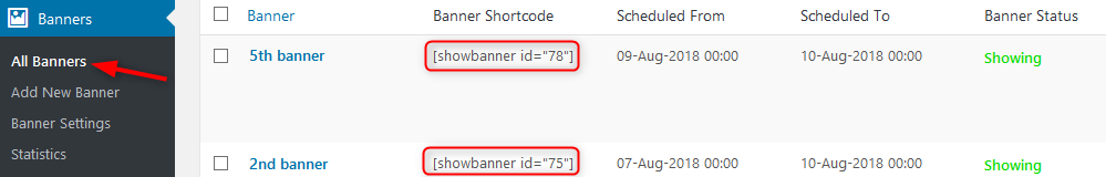 shortcode WPBanner